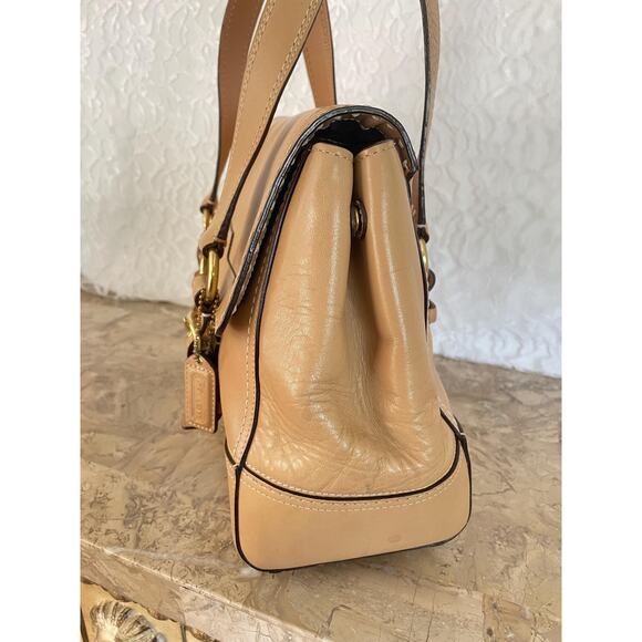 Coach Hampton Flap stitched tan Bag 11546 Satchel/Carryall - Picture 5 of 9